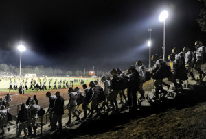 2010 A Visiting team makes the walk down the stairs of Del Oro's Stadium explained by Besio. 