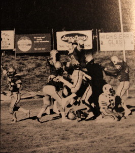 Wallace (far left) scored a last second TD to beat Fallon as the rest of the team celebrates