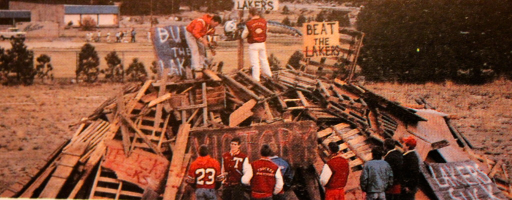 The Collins brothers put the finishing touches on the 1986 Bonfire