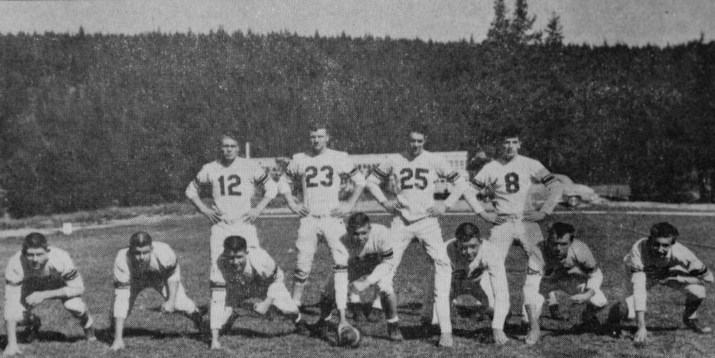 The Truckee offense posses for picture on Truckee's new field. You can see with the school in the background about where the field was. 