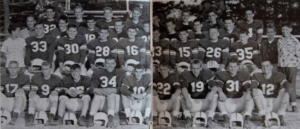 Front Row: M. Hogan, D. Hogan, Rausch, Dolley, Sanford, Holbrook, Crawford, Giovannoni, Trask; Row 2: Manager Verner, Hotsenpillar, Vaughn, Schultz, Cooke, Mandeville, Gilmore, Harris, Young, Managers Peterson and Baker; Row 3: Coach Brehler, Sheehan, Molsberry, Ball, Donaldson, Woodsford, Craddock, Halbert; Back Row: Littlejohn, Barr, Schull, Henry, Johnson, Williams, Single, Herzogberry 