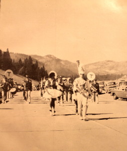 Truckee's Band marches down I-80 in an opening ceremony for the new Freeway. The picture is taken just north of the Gateway neighborhood 