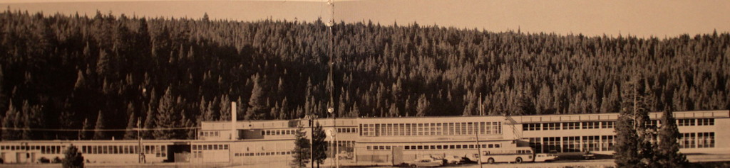 The School after the East Wing was built, the freeway was put in just behind the school separating the school from the football field. 