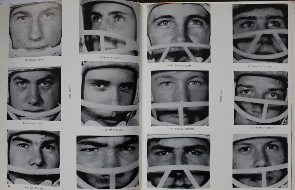 No Team Photo in 62' just individuals. Seniors top left: Jim Grady, Kris Felte, Paul Franklin, Al Eberhardt; Middle Left: Bob Kupka, Mike Marvin, Dusty Rhodes, Joe Straub, Bottom Left: Bill Holley, Randy Ericson, Len Watts, Mickey Kumle