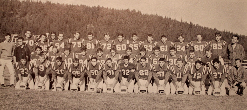 Front Row: John Clatterbuck, Dave Douglas, John Besio, Pat Payton, Art Waddell, Warren Jay, Michael Free, Mike Burgwin, Scott Domergue, Craig Merley, Chuck Spillner, Rudy Esparga, Coach Greene; Row 2: Mike Mendoza, Roger Spitsen, Dennis Douglas, Greg Young, Randy Russell, Don Stowe, Greg Gates, Brian Mullen, Gary Phillips, Steve Davis, Greg Moore, Tom Harris; Back Row: Rick Schull, Don Decker, Bob Mondino, Tom Ruhkala, Jack Dunaway, Steve Felte, Jerry Jorgensen, Don Greene, Jim Roth, Ron Shively, Harvey Hopkins, Allen Olsen, Larry Detzler, Ed Hoff, Coach Wilson