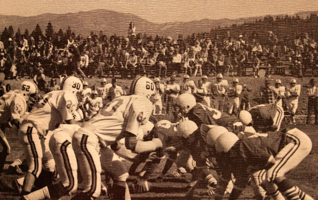 A packed house at Surprise Stadium in the first Little Big Game. A young Ken Dalton looks in from the visiting sideline right above number 60. 